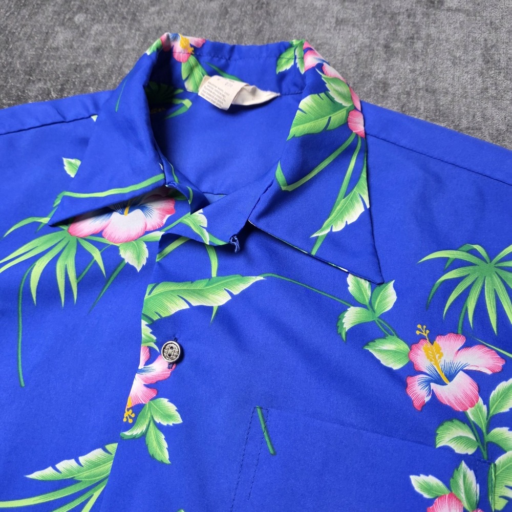 Vintage 1950s Royal Hawaiian Aloha Shirt Loop Collar Mens Medium Metal Button M